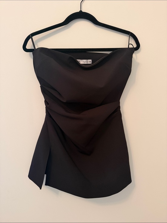Zara Tops - Zara Black Strapless Draped top